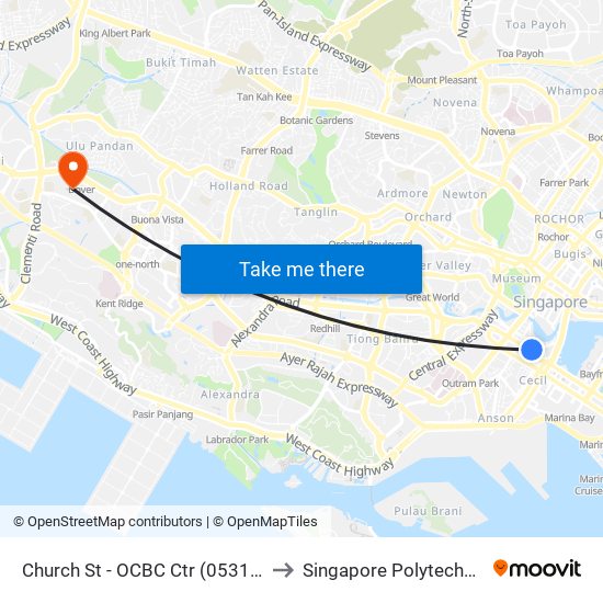 Church St - OCBC Ctr (05319) to Singapore Polytechnic map