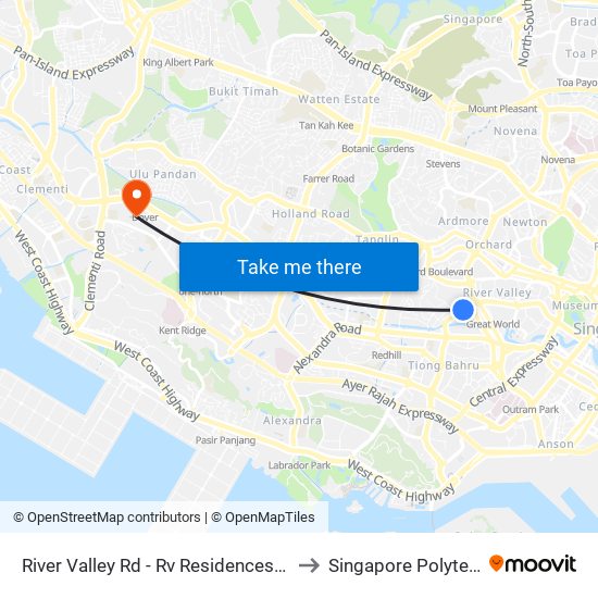 River Valley Rd - Rv Residences (13069) to Singapore Polytechnic map