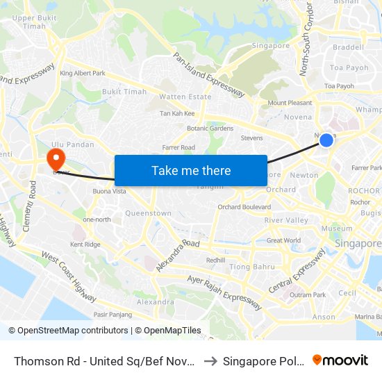 Thomson Rd - United Sq/Bef Novena Stn (50021) to Singapore Polytechnic map