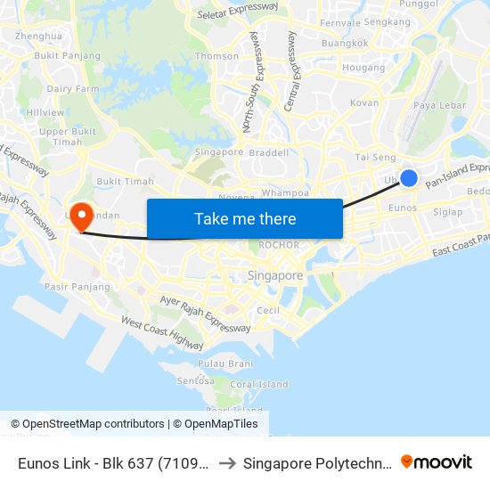 Eunos Link - Blk 637 (71091) to Singapore Polytechnic map