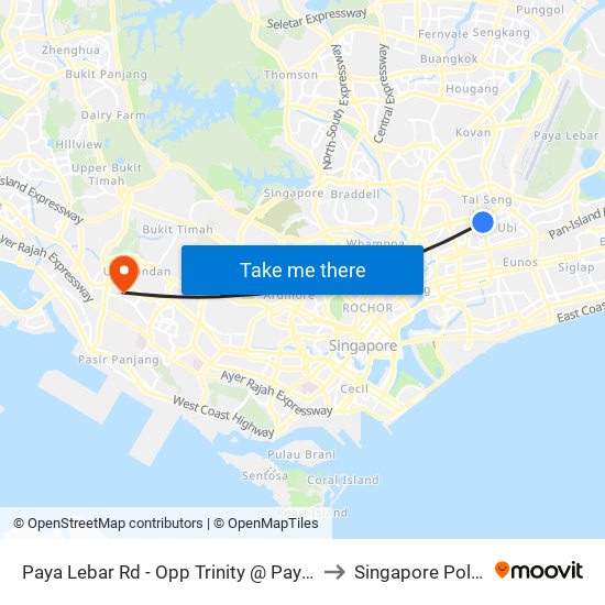 Paya Lebar Rd - Opp Trinity @ Paya Lebar (70279) to Singapore Polytechnic map