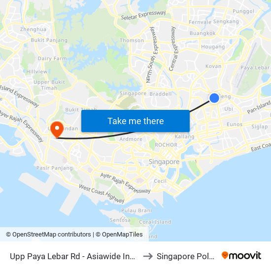 Upp Paya Lebar Rd - Asiawide Ind Bldg (70291) to Singapore Polytechnic map