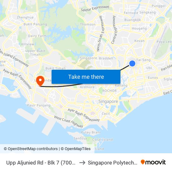 Upp Aljunied Rd - Blk 7 (70059) to Singapore Polytechnic map