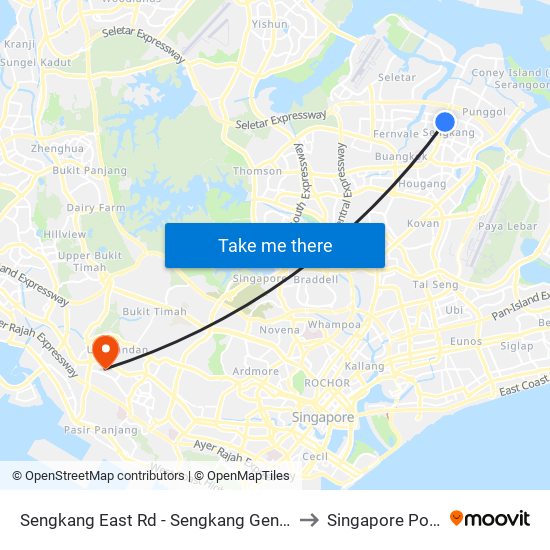 Sengkang East Rd - Sengkang General Hosp (67419) to Singapore Polytechnic map