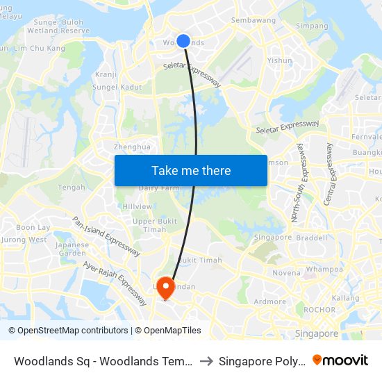 Woodlands Sq - Woodlands Temp Int (47009) to Singapore Polytechnic map