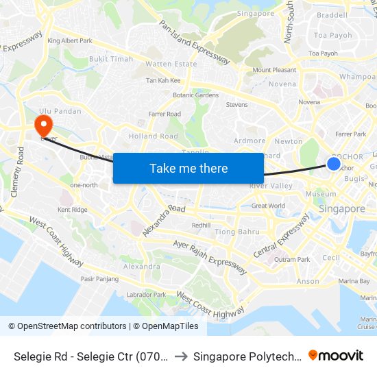 Selegie Rd - Selegie Ctr (07021) to Singapore Polytechnic map