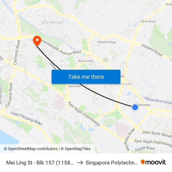 Mei Ling St - Blk 157 (11589) to Singapore Polytechnic map