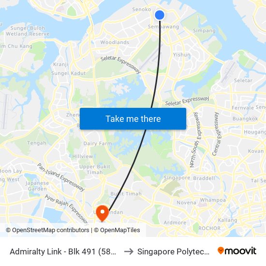 Admiralty Link - Blk 491 (58409) to Singapore Polytechnic map