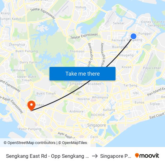 Sengkang East Rd - Opp Sengkang General Hosp (67411) to Singapore Polytechnic map