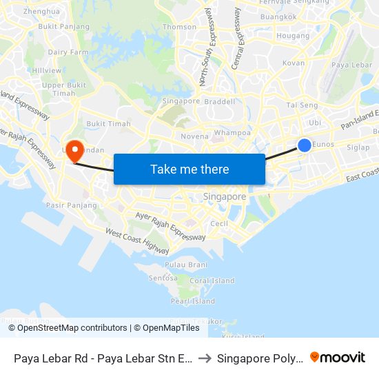 Paya Lebar Rd - Paya Lebar Stn Exit C (81119) to Singapore Polytechnic map