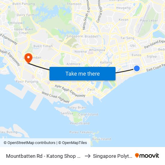 Mountbatten Rd - Katong Shop Ctr (92101) to Singapore Polytechnic map