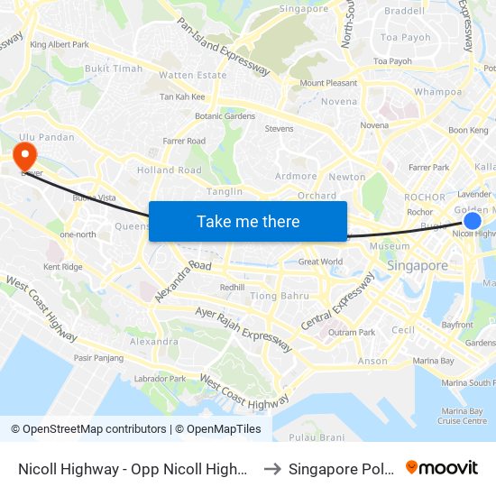 Nicoll Highway - Opp Nicoll Highway Stn (80161) to Singapore Polytechnic map