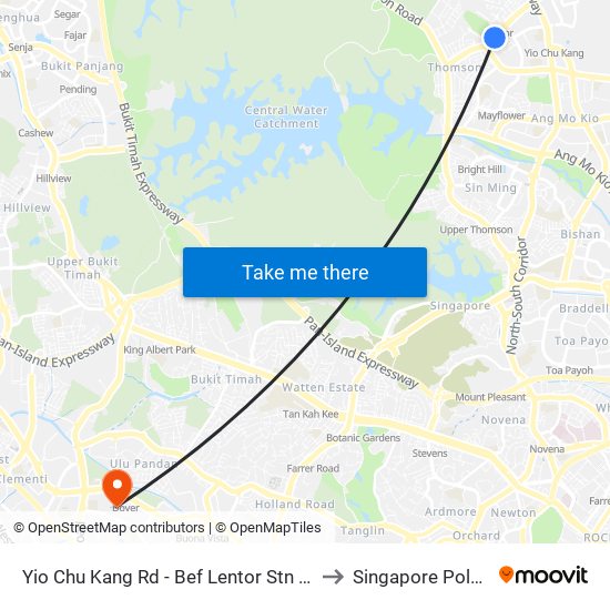 Yio Chu Kang Rd - Bef Lentor Stn Exit 5 (55011) to Singapore Polytechnic map