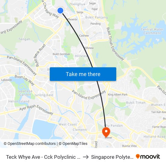 Teck Whye Ave - Cck Polyclinic (44299) to Singapore Polytechnic map
