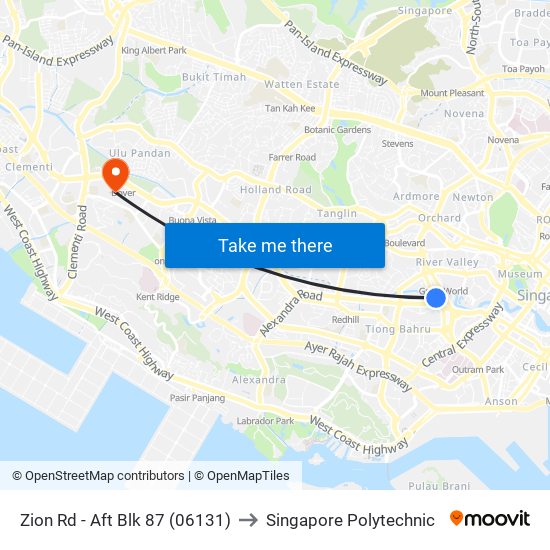 Zion Rd - Aft Blk 87 (06131) to Singapore Polytechnic map