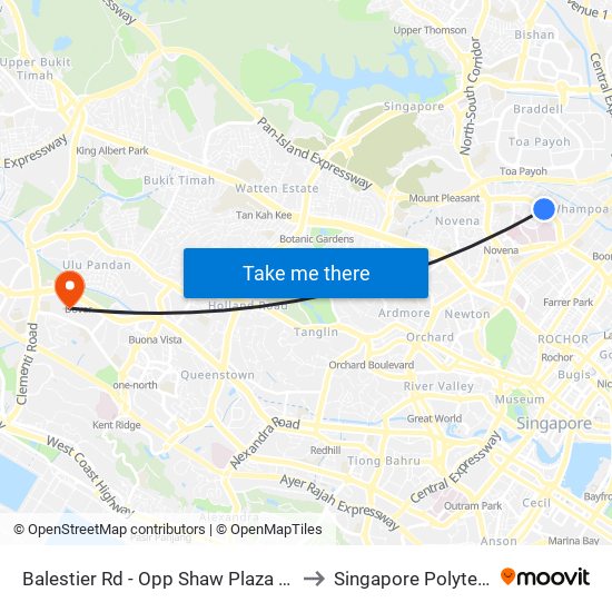 Balestier Rd - Opp Shaw Plaza (50199) to Singapore Polytechnic map