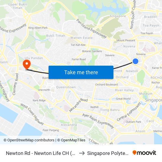 Newton Rd - Newton Life CH (40129) to Singapore Polytechnic map