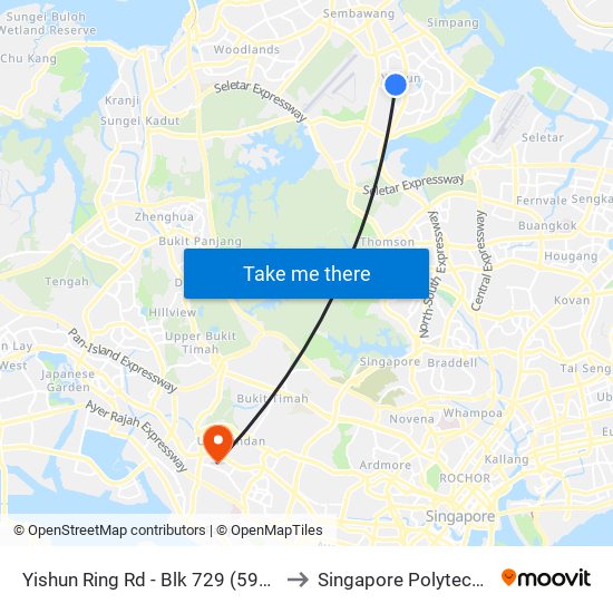 Yishun Ring Rd - Blk 729 (59319) to Singapore Polytechnic map