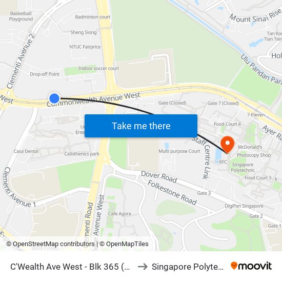 C'Wealth Ave West - Blk 365 (17159) to Singapore Polytechnic map
