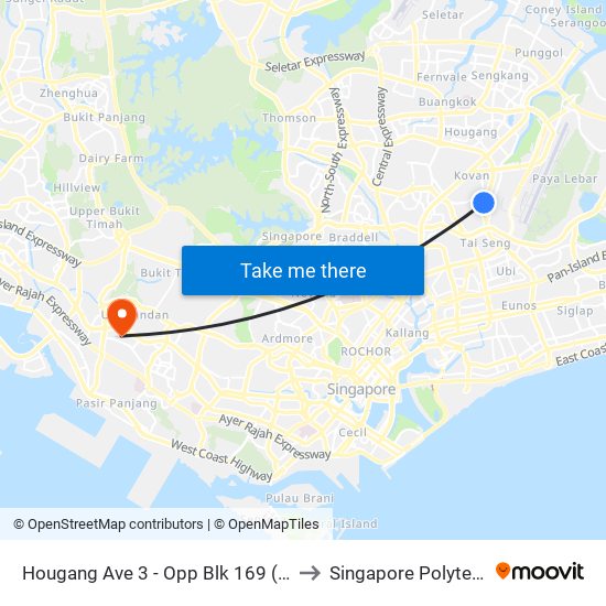 Hougang Ave 3 - Opp Blk 169 (63101) to Singapore Polytechnic map