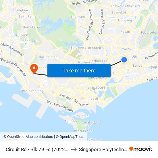 Circuit Rd - Blk 79 Fc (70221) to Singapore Polytechnic map