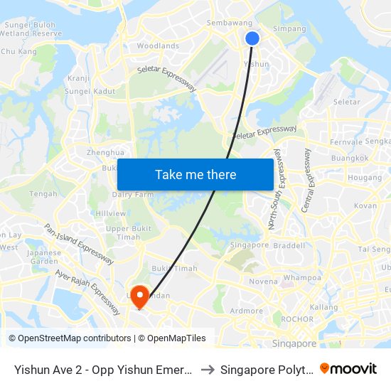 Yishun Ave 2 - Opp Yishun Emerald (59529) to Singapore Polytechnic map