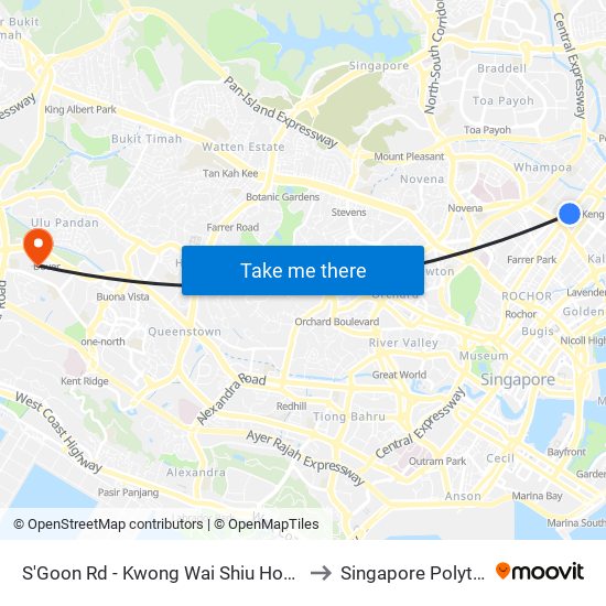 S'Goon Rd - Kwong Wai Shiu Hosp (60101) to Singapore Polytechnic map