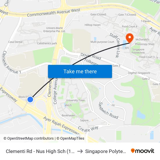Clementi Rd - Nus High Sch  (17191) to Singapore Polytechnic map