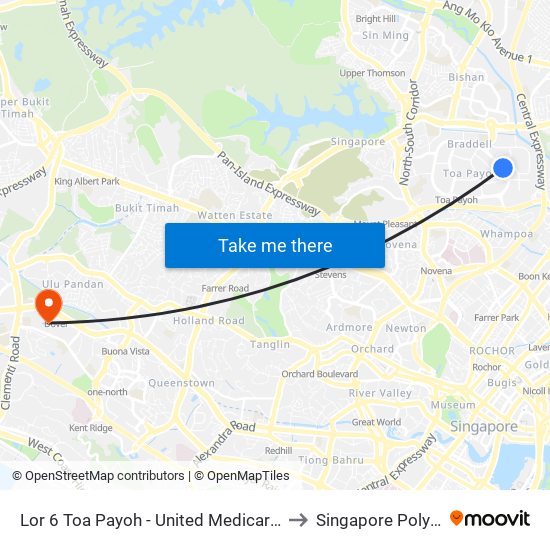 Lor 6 Toa Payoh - United Medicare Ctr (52349) to Singapore Polytechnic map