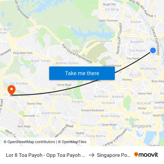 Lor 8 Toa Payoh - Opp Toa Payoh Polyclinic (52489) to Singapore Polytechnic map