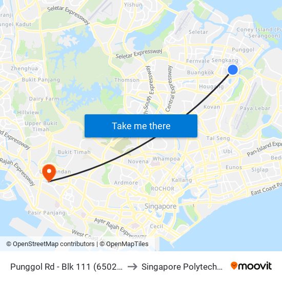 Punggol Rd - Blk 111 (65029) to Singapore Polytechnic map
