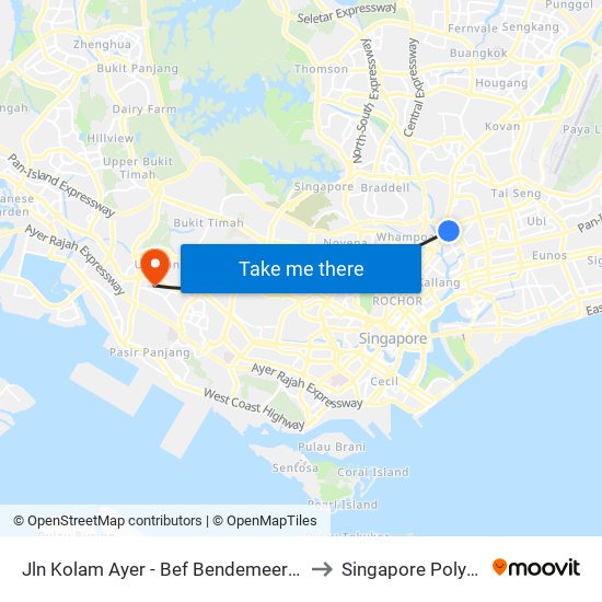 Jln Kolam Ayer - Bef Bendemeer Rd (60079) to Singapore Polytechnic map