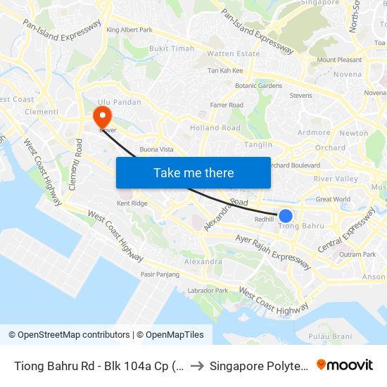 Tiong Bahru Rd - Blk 104a Cp (10189) to Singapore Polytechnic map