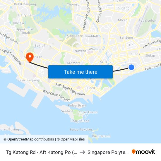 Tg Katong Rd - Aft Katong Po (92161) to Singapore Polytechnic map