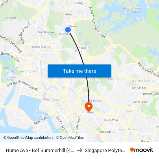 Hume Ave - Bef Summerhill (43811) to Singapore Polytechnic map