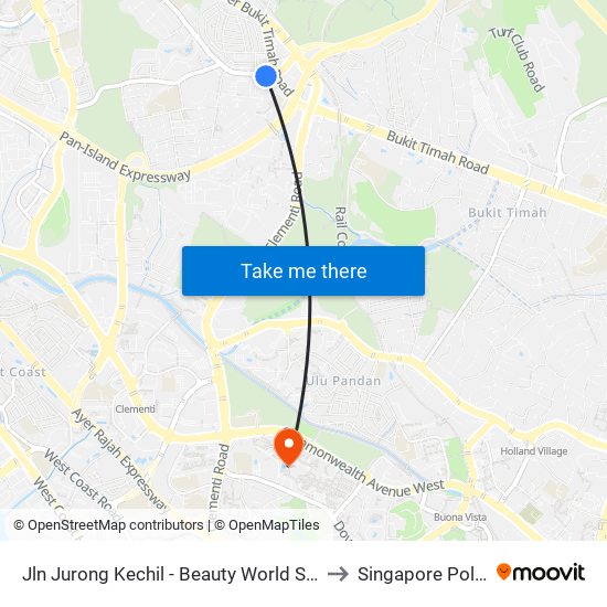 Jln Jurong Kechil - Beauty World Stn Exit C (42151) to Singapore Polytechnic map