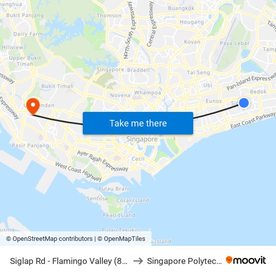 Siglap Rd - Flamingo Valley (83249) to Singapore Polytechnic map