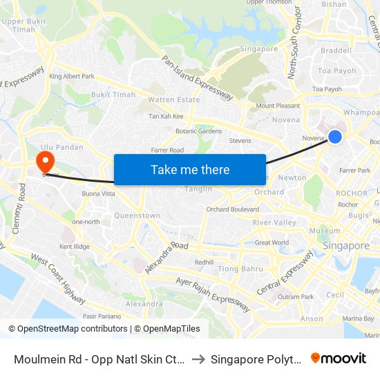 Moulmein Rd - Opp Natl Skin Ctr (50129) to Singapore Polytechnic map