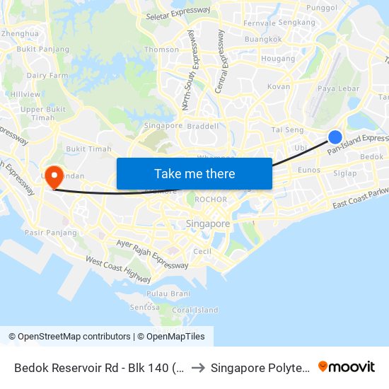 Bedok Reservoir Rd - Blk 140 (84499) to Singapore Polytechnic map