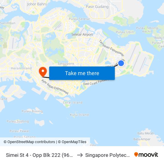 Simei St 4 - Opp Blk 222 (96299) to Singapore Polytechnic map