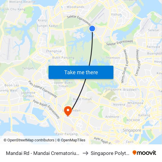 Mandai Rd - Mandai Crematorium (48071) to Singapore Polytechnic map