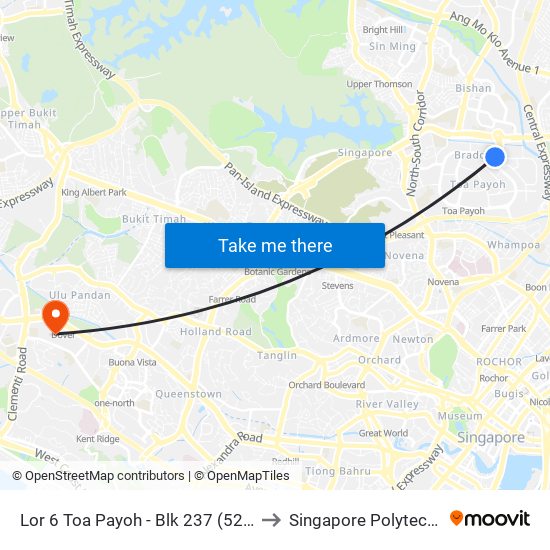 Lor 6 Toa Payoh - Blk 237 (52369) to Singapore Polytechnic map