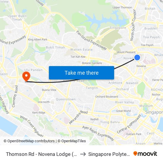 Thomson Rd - Novena Lodge (50041) to Singapore Polytechnic map