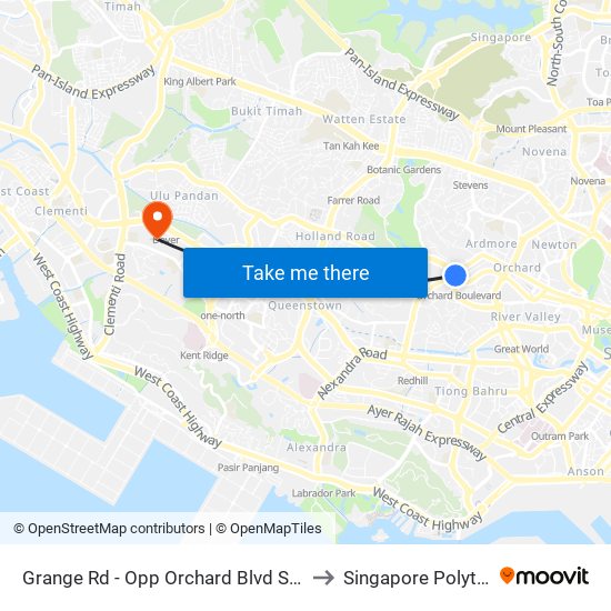 Grange Rd - Opp Orchard Blvd Stn (09131) to Singapore Polytechnic map