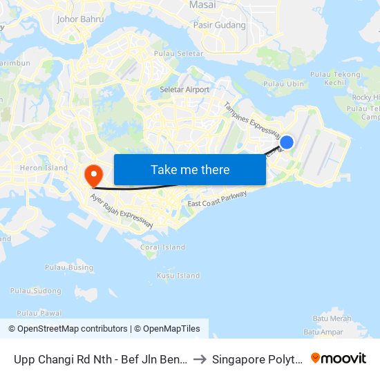 Upp Changi Rd Nth - Bef Jln Bena (97039) to Singapore Polytechnic map