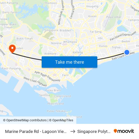 Marine Parade Rd - Lagoon View (93049) to Singapore Polytechnic map