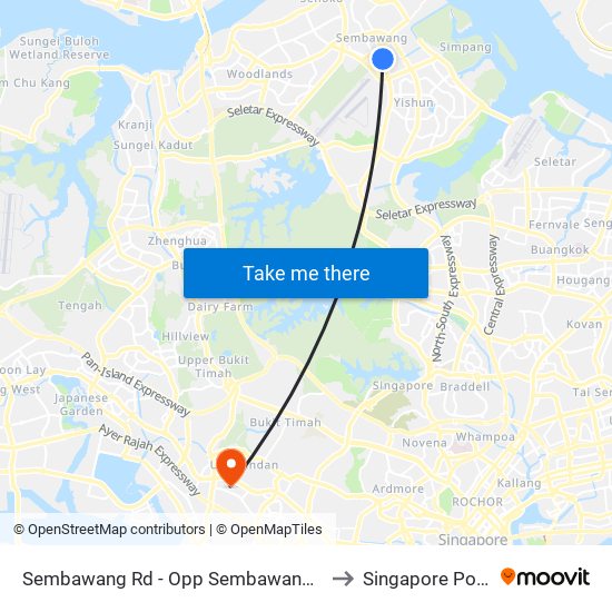 Sembawang Rd - Opp Sembawang Shop Ctr (58011) to Singapore Polytechnic map