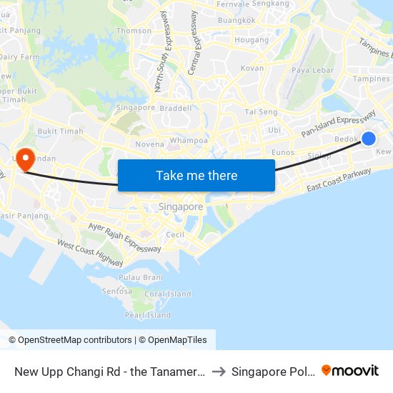 New Upp Changi Rd - the Tanamera Condo (84061) to Singapore Polytechnic map