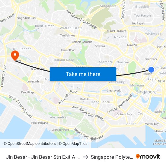 Jln Besar - Jln Besar Stn Exit A (07529) to Singapore Polytechnic map