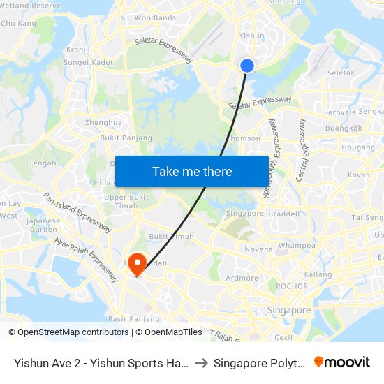 Yishun Ave 2 - Yishun Sports Hall (59039) to Singapore Polytechnic map